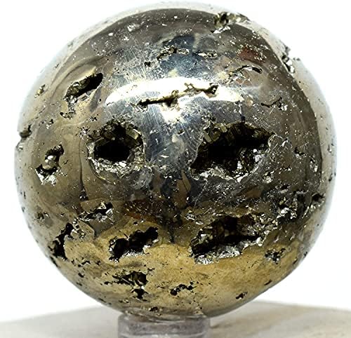 HQRP Golden Pyrite Sphere 46mm Natural Crystal Decor with Stand