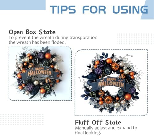 Halloween Glitter Pumpkin Wreath with Decorative Elements
