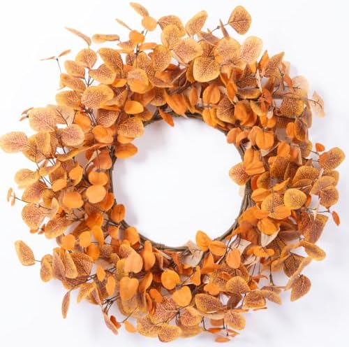 Fall Wreath for Front Door 22 Inch Autumn Decor with Eucalyptus Leaves