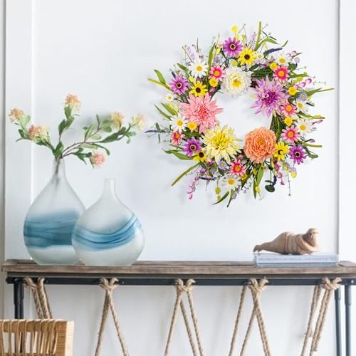 Vibrant Spring Floral Wreath 22 Inch for Front Door