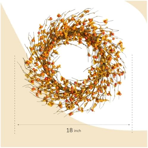 18 Inch Fall Berries Flower Wreath for Front Door