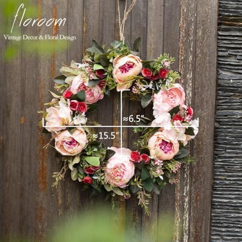 Floroom Floral Wreath 15-16 Inches Front Door Decor