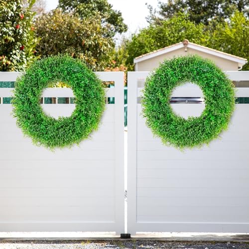 22 Inch Artificial Boxwood Wreath Decor for Front Door and More