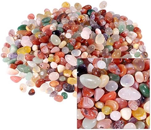 Mookaitedecor 1 Pound Colorful Agate Tumbled Chips for Crafts and Decor