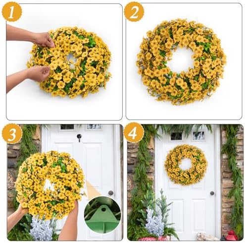 20 Inch Artificial Spring Summer Wreath for Front Door