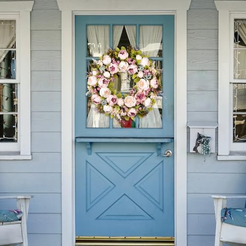 Covanm 22 Inch Spring Peony Wreath for Front Door Decor
