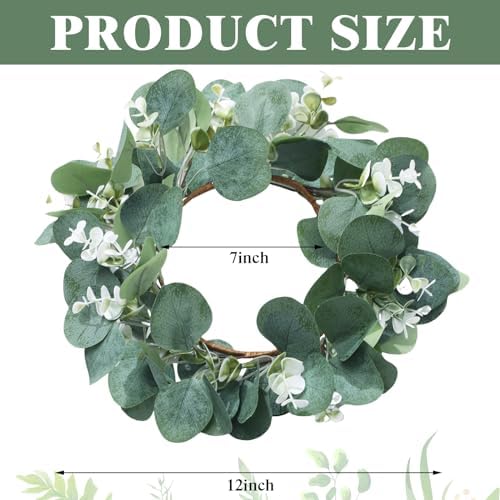 Redbaker 6 Pcs Eucalyptus Wreath 12 Inch Artificial Green Decor