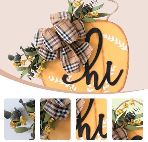 Idyllic Fall Harvest Pumpkin Wreath 12 Inch Wood Decor