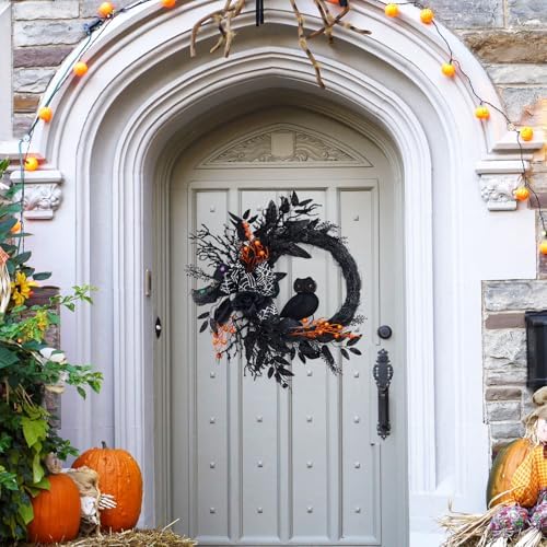 20 Inch Halloween Owl Wreath Door Decor