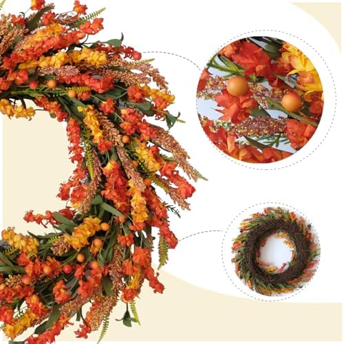 22 Inch Fall Flower Wreath for Front Door