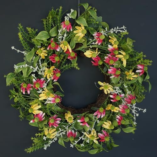 18 Inches Artificial Black-Eyed Daisy Wreath for Front Door