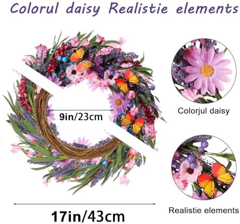 Lavender Wreath for Front Door - 18 Inch All Season Decor