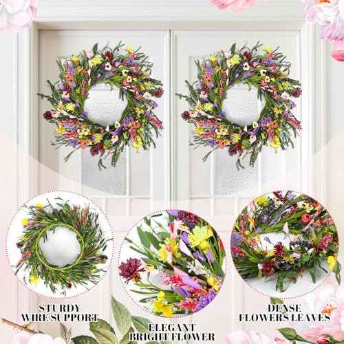 Hotop 2 Pcs Spring Summer Door Wreath for Front Door