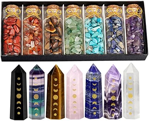 SUNYIK 7 Chakra Wishing Bottles Crystal Wand Set