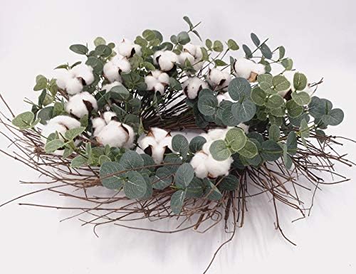 Idyllic Eucalyptus and Cotton Wreath for Front Door