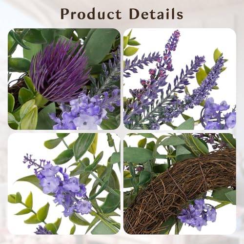 Lavender Wreath for Front Door 22 Inch All Season Decor