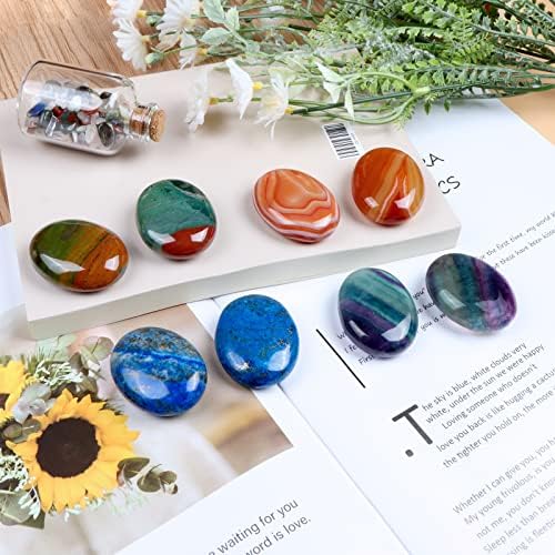 Chakra Worry Stones for Anxiety Lapis Lazuli Handcarved Pocket Stones 2PCS