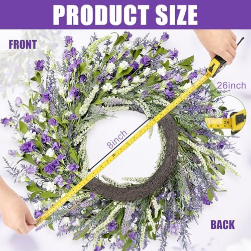 Artgar 26 Inch Lavender Wreath for Front Door