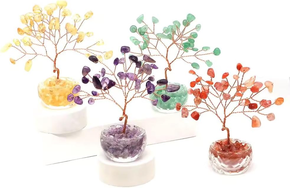 Crystal Money Tree with Citrine and Amethyst Stones
