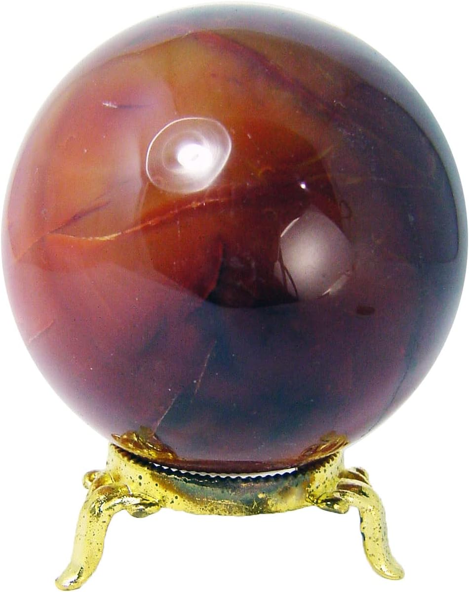Carnelian Agate Healing Sphere with Stand 80mm