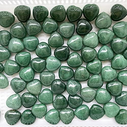 Fekuar 4Pcs Natural Green Aventurine Heart Pocket Stone Set