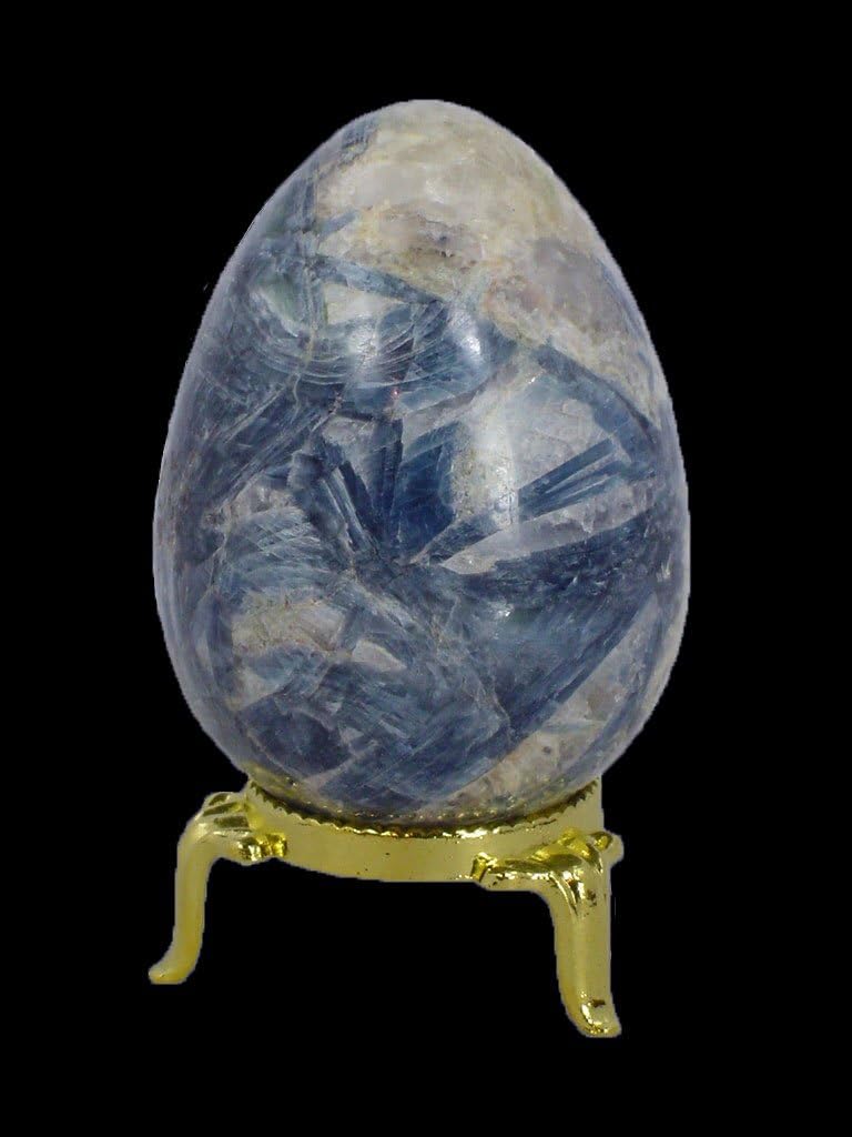 Kyanite Healing Egg 63mm x 64mm Reiki Activated Lapidary with Stand