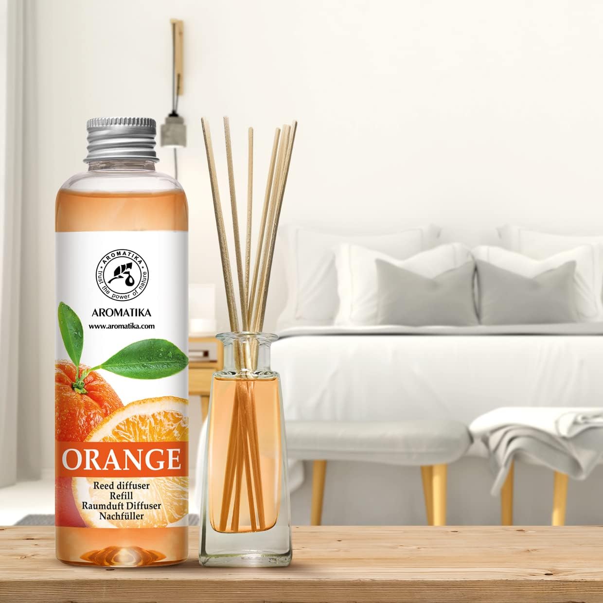 Aroma Organic Reed Diffuser Refill with Natural Orange Essential Oil 200ml