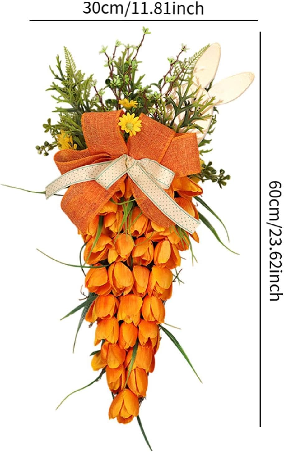Tulip Carrot Easter Swag Wreath for Front Door and Office Decor