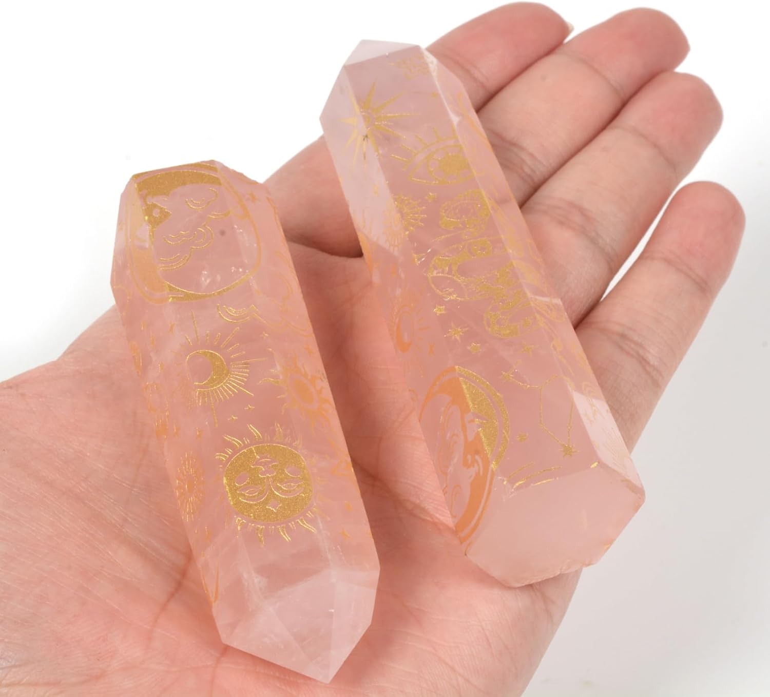 Rose Quartz Moon and Witch Crystal Tower Healing Crystal for Spiritual Use