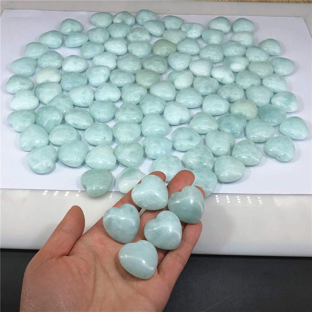 Blue Aquamarine Puffy Heart Stones 2PCS