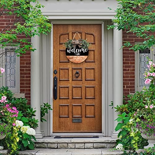 CHIJIRE Welcome Sign Front Door Decor Round Wreath 12 Inch