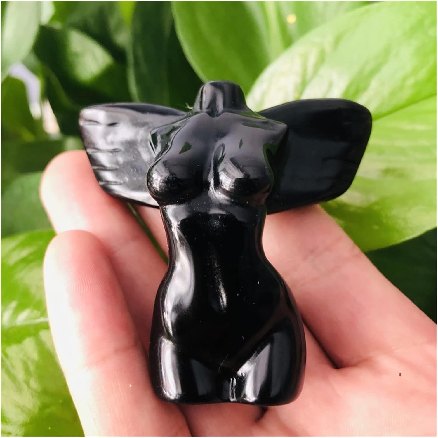 FIDEMM Natural Black Obsidian Healing Crystal Statue