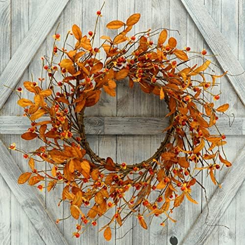 Autumn Wreath for Front Door with Bitter Sweet Berries