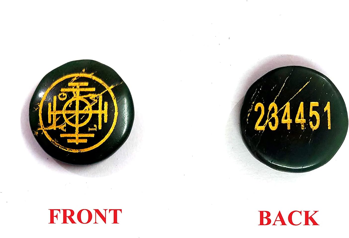 I Attract Wealth Zibu Prosperity Angel Engraved Green Aventurine Crystal Oval Cabochon
