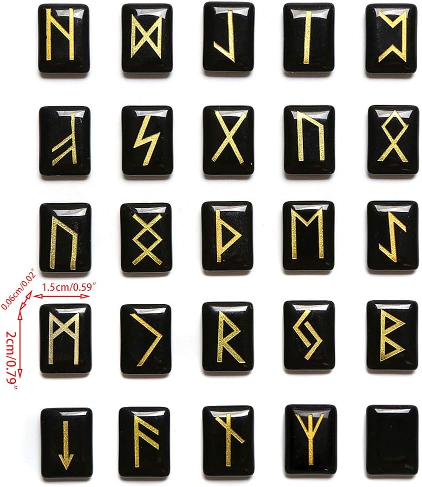 Lapis Lazuli Rune Stones Set with Ancient Lettering