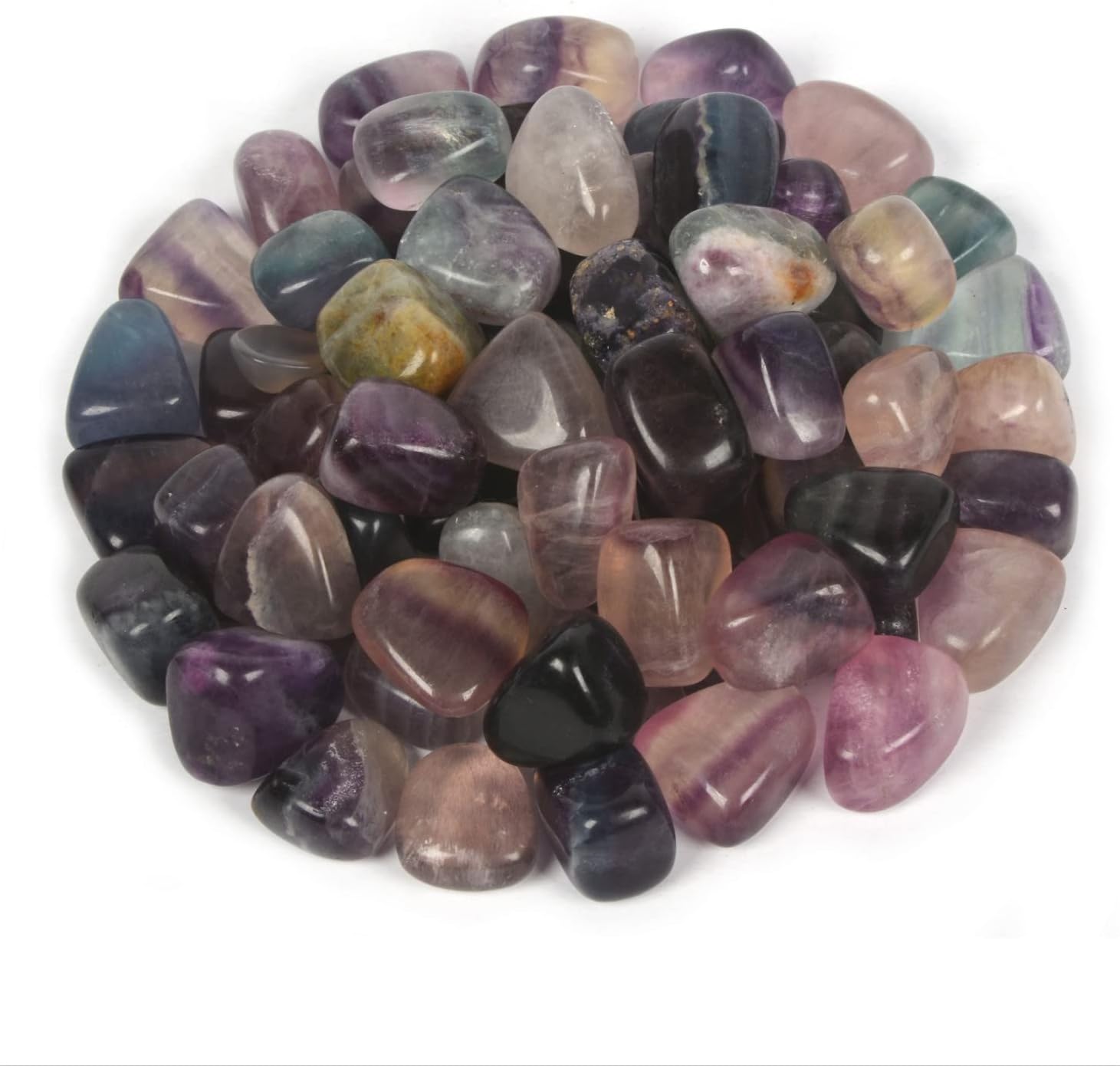 Justinstones 100 Grams Rainbow Fluorite Tumbled Stones Collection