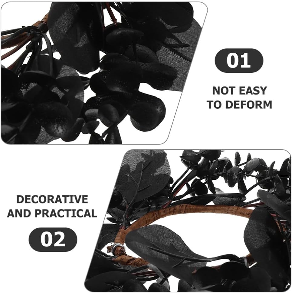 Yardwe Gothic Halloween Wreath 2pcs Black Twig Decor