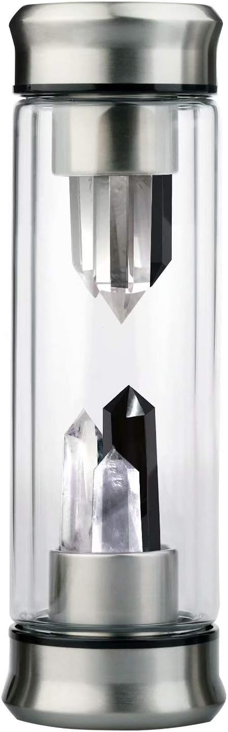 Crystal Water Bottle with Healing Crystal Wand and Chakra Stones