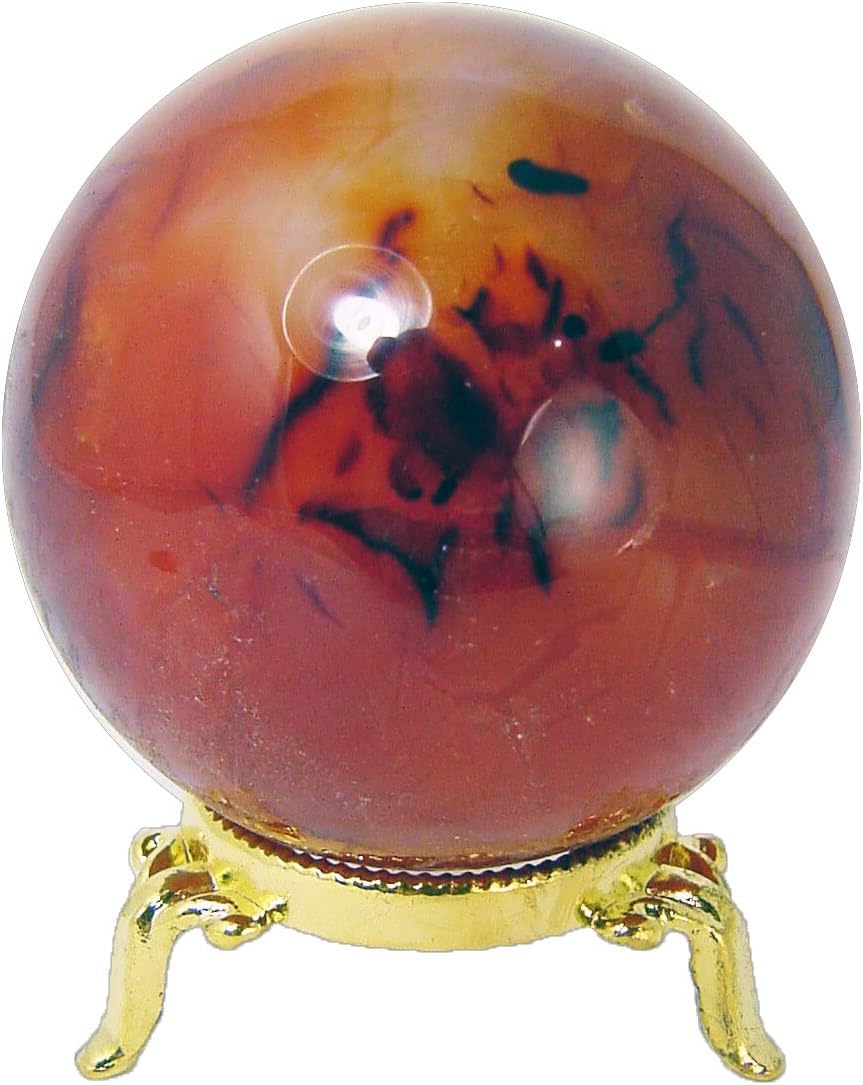 Carnelian Agate Sphere 70mm Healing Stone with Stand