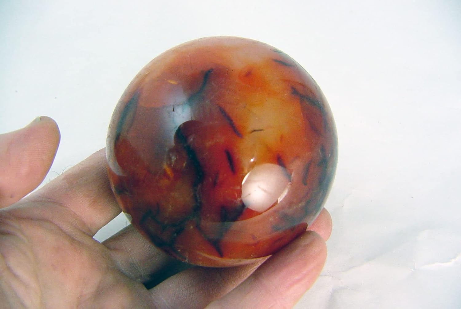 Carnelian Agate Sphere 72mm with Stand for Healing