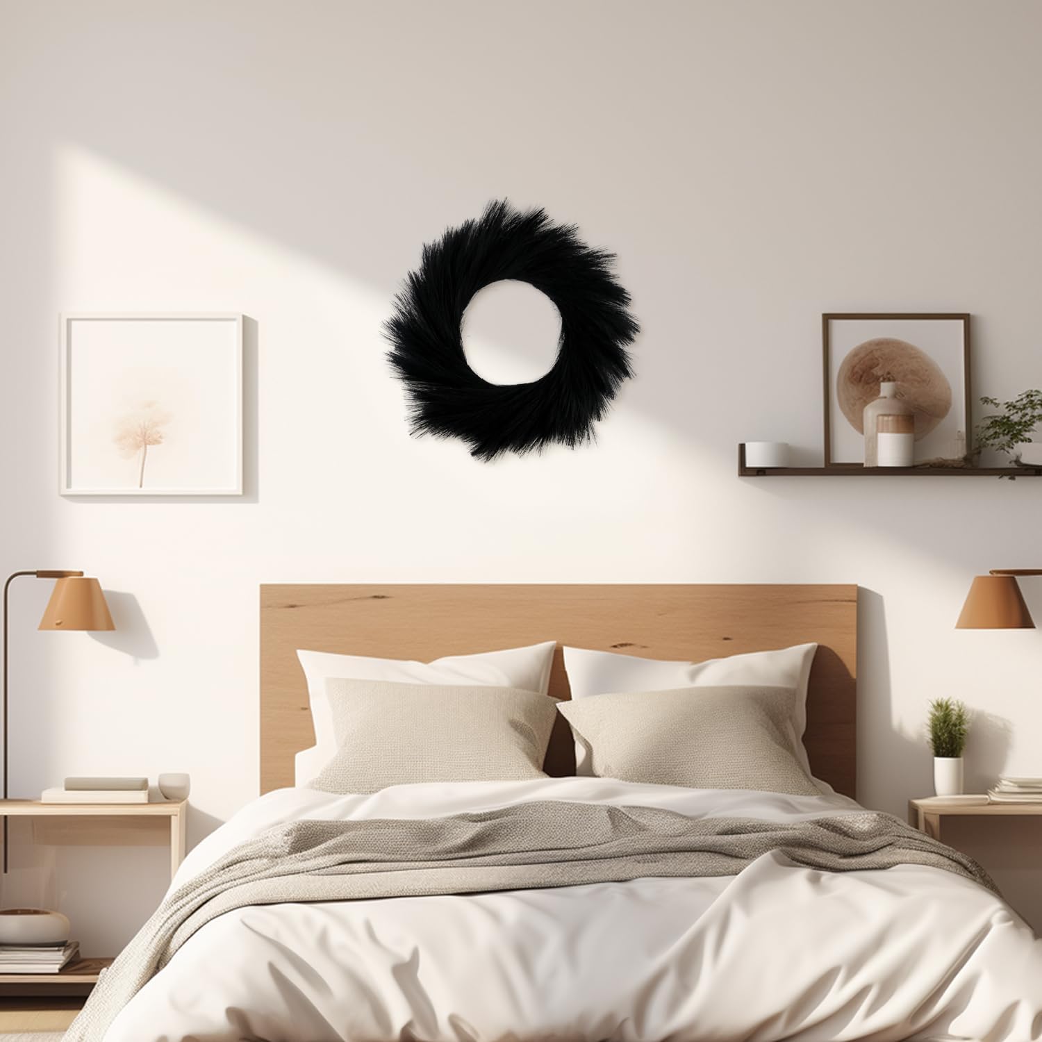 24 Inch Artificial Pampas Grass Wreath for Home Halloween Decor