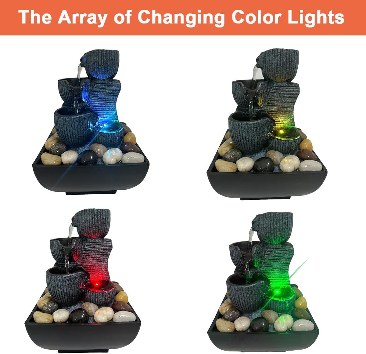 Indoor Tabletop Water Fountain with Color LED Light