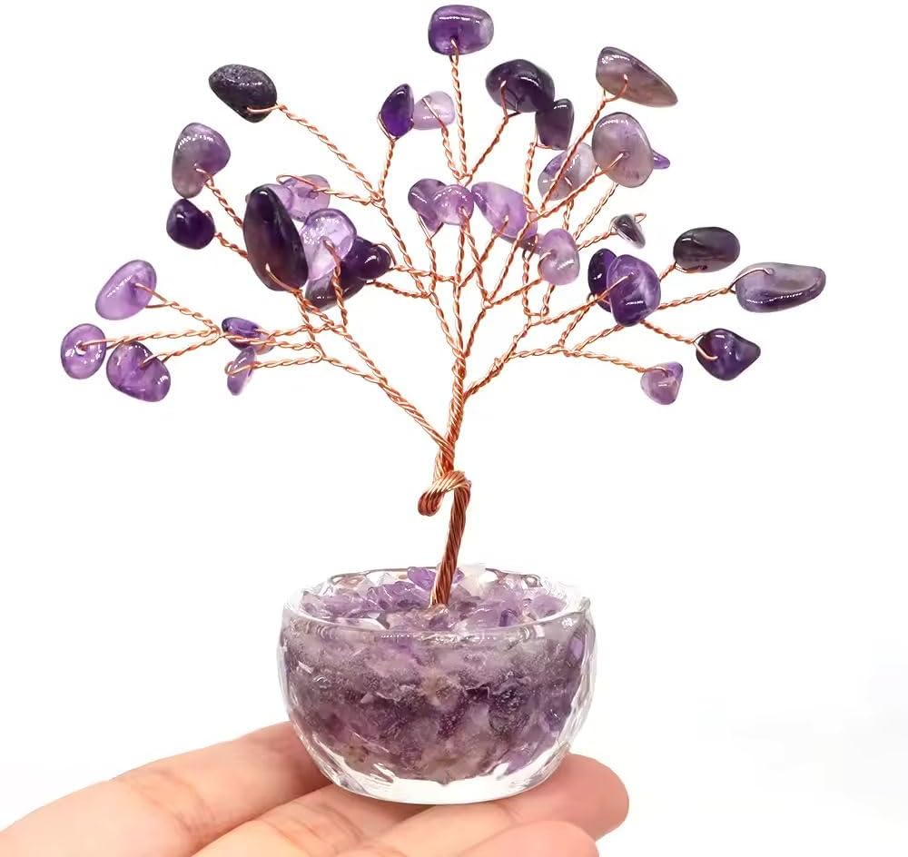 Crystal Money Tree with Citrine and Amethyst Stones