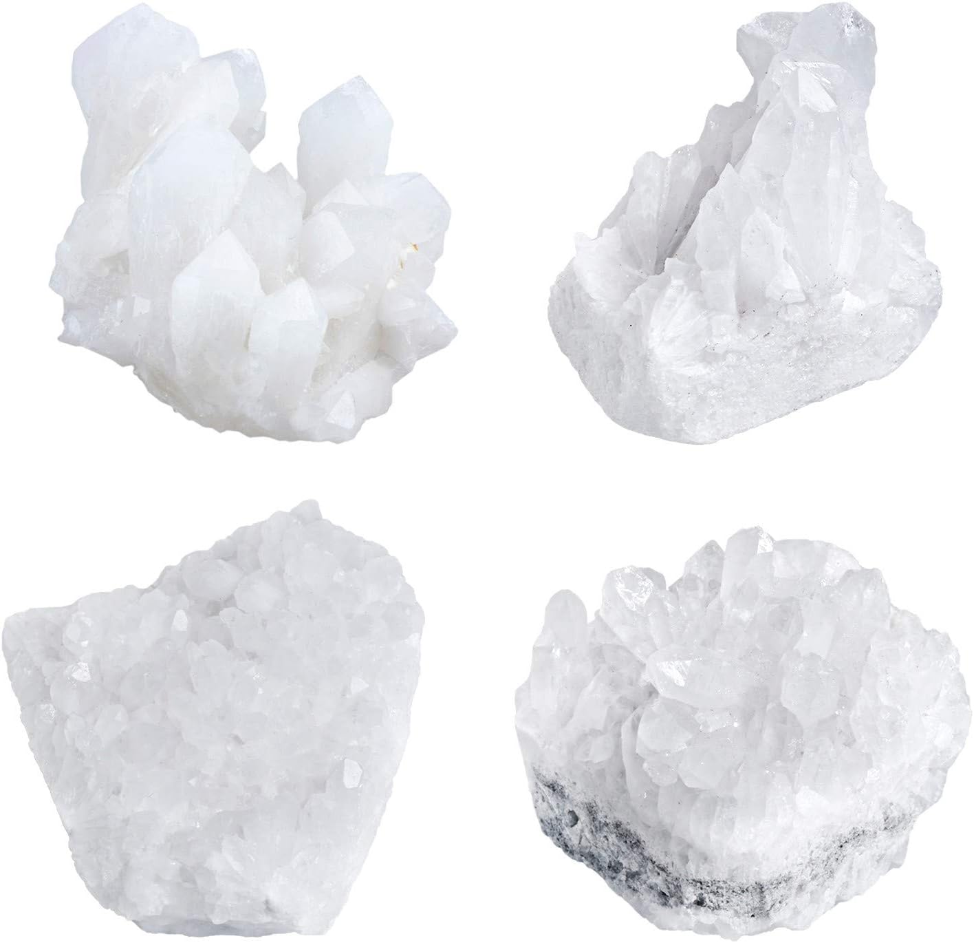 Amogeeli Natural Rock Crystal Geode Cluster Decor