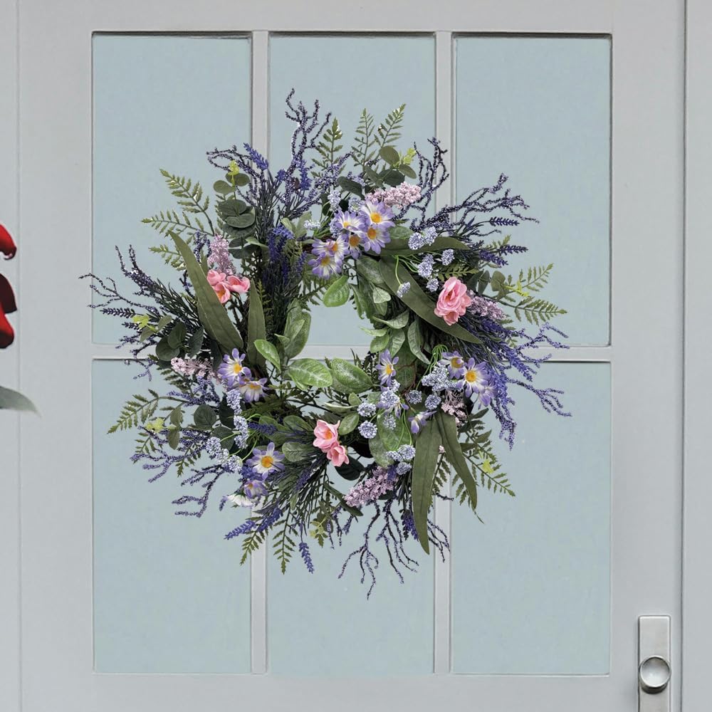 24 Inch Purple Spring Wreath for Front Door