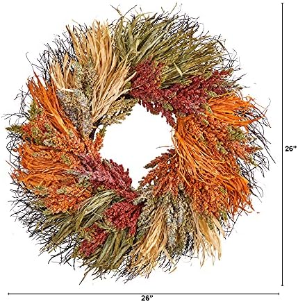 Nearly Natural 26 Inch Fall Sorghum Artificial Wreath