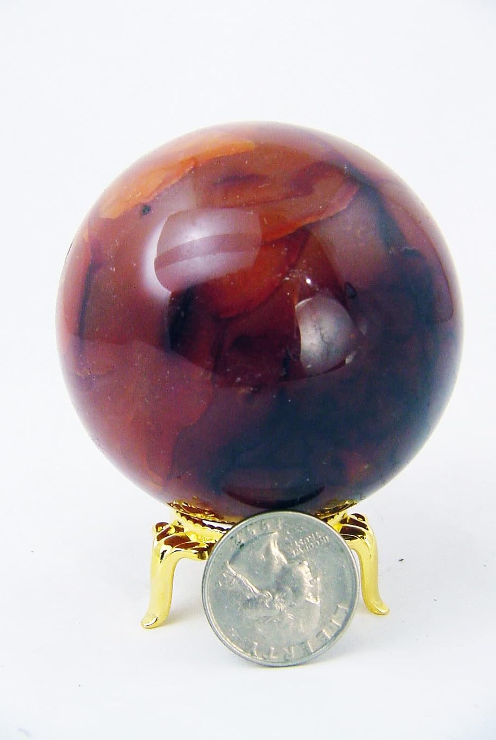 Carnelian Agate Sphere 67mm with Stand for Healing