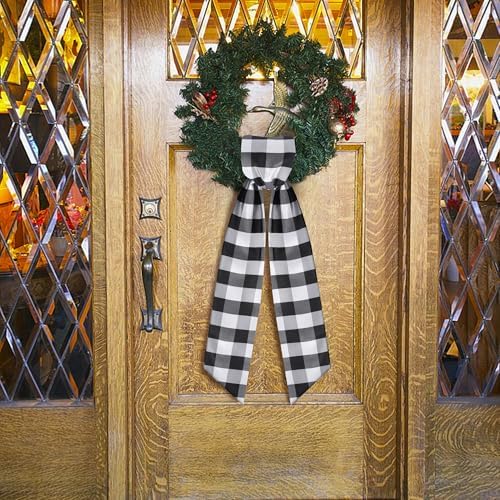 RunNico 2 Pack Plaid Door Wreath Sash