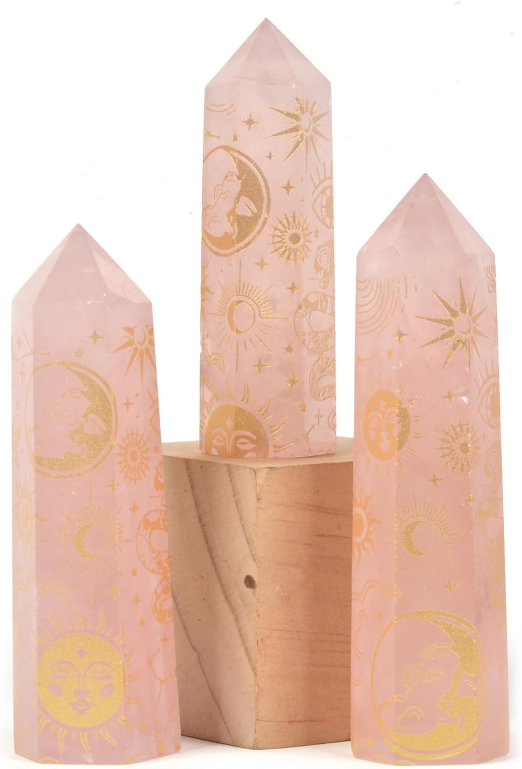 Rose Quartz Moon and Witch Crystal Tower Healing Crystal for Spiritual Use