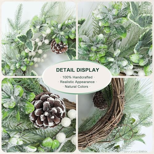 Winter Christmas Wreath 20 Inches for Front Door
